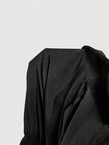 SHEIN MOD Damen Einfarbiges Hemd mit plissierter Vorderseite, Knopfleiste und langem Arm, tailliert geschnitten - Schwarz - Übersicht 5