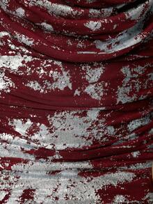 Silquee Đầm mini thanh lịch và lộng lẫy dành cho nữ, thích hợp cho mùa thu đông, dự tiệc, Halloween, dáng ôm, màu đen, in họa tiết vàng, cổ cao, chi tiết xếp ly. - Màu Đỏ Sâu - Xem 10