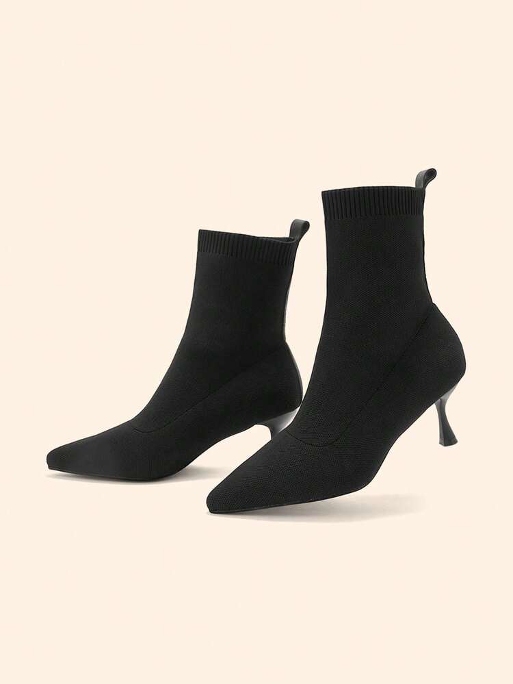 CUCCOO BASICS Women's Fashion Versatile Pointed Toe Mid-Calf High Heel Boots Valentine's Day