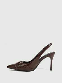 CUCCOO SZL 女士尖头搭扣设计时尚高跟鞋，适合日常穿着 - 咖啡棕 - 查看 5