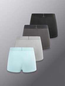 SHEIN 4条/套 青少年男童透气极简三角裤，舒适百搭