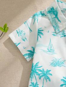 Souflis Souflis 2pcs Baby Boy Summer Leaf Print Shirt And Casual Shorts Set - Multicolor - View 5