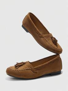 CUCCOO BIZCHIC 女士休闲流苏乐福鞋，适合日常通勤 - 棕色 - 查看 10