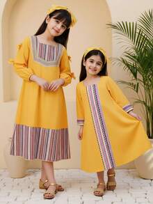 فستان بناتي جديد للربيع، أنيق وعملي للارتداء اليومي - أصفر - مشاهدة 4