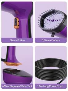 JMMO Portable Handheld Garment Steamer Iron, Travel Steamer, 1501 W Fabric Steamer-EU Plug, Ideal For Clothes & Home Use