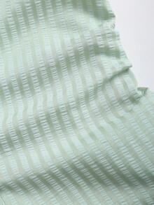 Sweetra 甜美清新粉色短袖衬衫裙，收腰显瘦，夏季时尚衬衫裙 - 薄荷綠 - 查看 5