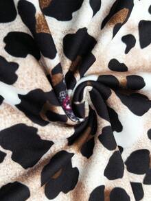 Resyla Women's Leopard Print Numeric Graphic Round Neck Short Sleeve T-Shirt - Multicolor - View 4