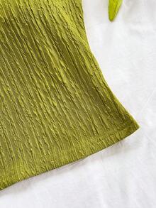 Soleia Áo tank top cổ yếm màu trơn đính hạt dành cho nữ, thích hợp cho kỳ nghỉ hè, phong cách Bohemian, Boho, mùa xuân/hè. - xanh quân đội - Xem 3