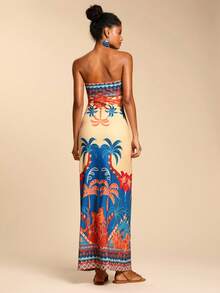 Travachic 热带印花度假复古时尚抹胸连衣裙 - 彩色 - 查看 2