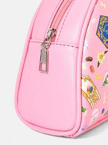 HARRY POTTER X SHEIN 时尚黄色卡通图案手提包波士顿包，休闲校园街头风 - 粉色 - 查看 5