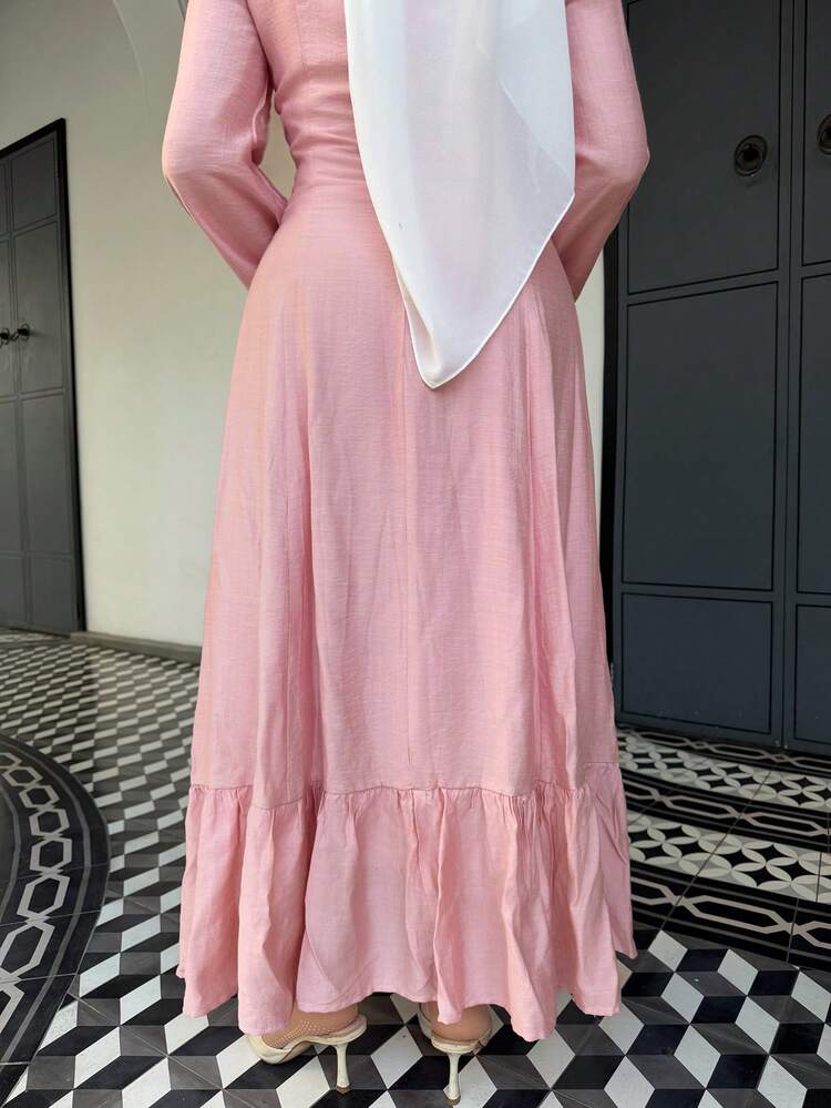 Women's Floral Jacquard Patchwork Long Sleeve Elegant Dress Sundress