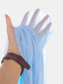 SHEIN Serisse Kids Tween Girl Casual Minimalist Off-Shoulder Cropped Flare Long Sleeve T-Shirt - Baby Blue - View 6