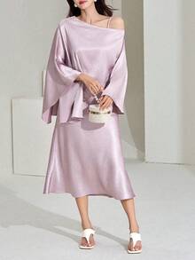 DAZY Women's Solid Color Minimalist Casual Top And Skirt 2 Pieces Set Lounge Sets For Women - Pink - View 5