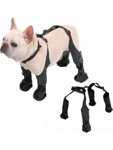 1 PC Waterproof Slip Resistant Strapped Leggings For Paw Protection Black Dog Harness Snow Boots Outdoor Winter Walking Shoes Pet Dog Booties Fashion Gear For Dogs Adventure Holiday Season