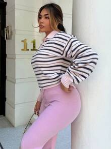 Maria Perezxox Áo len polo tay dài cổ bẻ kẻ sọc thoải mái vừa vặn mùa xuân dễ thương mùa xuân thường ngày sọc Y2k thập niên 90 áo len ngoại cỡ đẹp nhất chủ nhật sân bay mùa thu trở lại trường mùa thu đông hàng ngày giáng sinh công sở văn phòng giáng sinh lễ tạ ơn sang trọng - Nhiều màu - Xem 4