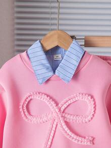 Genkimix Kids Conjunto de sudadera con lazo 2 en 1 para niñas jóvenes