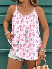 SHEIN Clasi 大码优雅休闲碎花吊带背心，适合夏季 - 彩色 - 查看 3