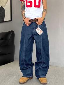 STEELVANCE Casual Streetwear Style Men's Loose Fit Washed Denim Jeans - Medium Wash - View 5