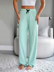 EURMUSE Cottonlike 2 Pieces Solid Knit Pants Set Comfy Pants Lounge Pants For Women Sleep Pants - Multicolor - View 9