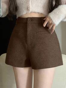 DAZY 女士优雅设计口袋直筒休闲短裤，适合办公室、通勤、春秋季穿着。