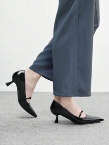 CUCCOO BIZCHIC Women's Pointed Toe Buckle Design Fashionable High Heels, Versatile For Daily Wear