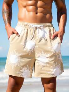 Manfinity VDAYZ Men's Casual Sun Print Beach Shorts - White - View 5