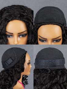 QUICK WEAR 9am Hair Store 即戴即用半假发，预造型卷发棒卷曲/蓬松直发，灵活贴合，三合一半假发，带抽绳，自然发际线，无缝设计，新手友好，即戴即用，无需胶水，真人发假发，预先拔毛发际线，180%密度，16-26英寸常规尺寸，自然色，未经加工的处女发，圣诞假发，真人发假发