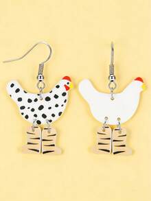 Joivida New Straw Hat Goose Acrylic Earrings & Hen Laying Eggs Acrylic Earrings Fun Cartoon Niche Design Versatile Ear Dangles - Multicolor - View 10
