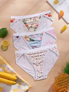 Eraneu Bộ 3 chiếc quần lót nữ in họa tiết thoải mái, bán lẻ từng chiếc. - Nhiều màu - Xem 1