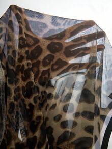 SHEIN HautHeat Leopard Print Long Sleeve Women Sleepwear Top - Multicolor - View 6