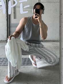 DAZY 男士条纹松紧腰裤，春夏款 - 彩色 - 查看 5