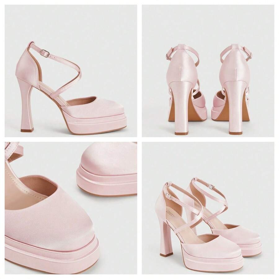 CUCCOO LuxiPop 女士厚底时尚搭扣高跟鞋，适合派对场合 - 淺粉色 - 查看 1