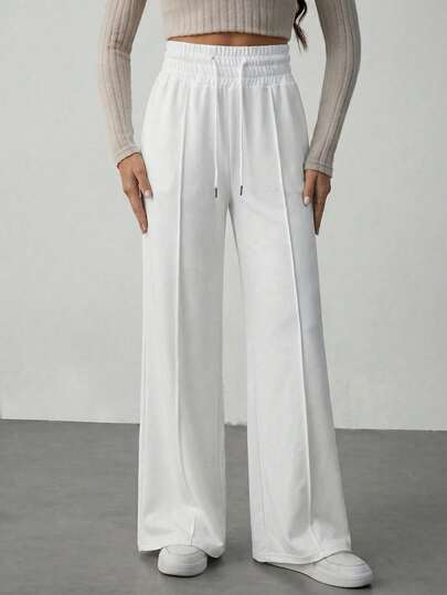 SHEIN Tall Pantalones de chándal de pierna ancha con cordón en la cintura