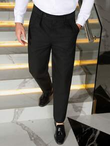 Manfinity Mode Quần tây nam công sở dáng suông, xếp ly đôi, thích hợp cho công sở hàng ngày, đi chơi cuối tuần, dự tiệc, v.v. Chiếc quần này là một món đồ đa năng không thể thiếu trong tủ quần áo của nam giới, và là một món quà tuyệt vời dành cho bạn trai hoặc chồng. - màu đen - Xem 6
