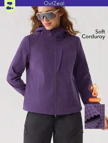 OutZeal Thermal Clothes Women Outdoor Jackets Winter Hiking Camping Fleece Lined Hooded Zip Up Outdoor Tops