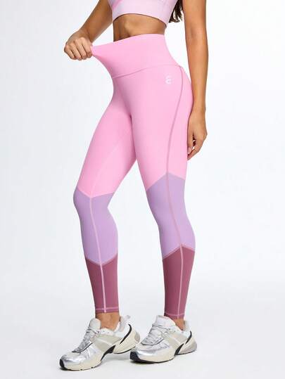 Eassivo Eassivo 女士撞色高腰日常健身紧身裤