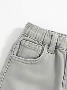SHEIN Bộ 2 món đồ denim họa tiết nhện thời trang dạo phố màu đỏ và quần jeans denim bó cao co giãn rách màu đen cho bé trai, trang phục thu/đông cho bé trai - Màu Xám nhạt - Xem 6
