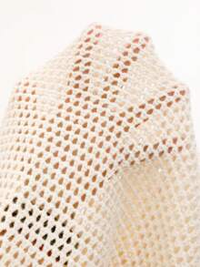 Franclia Áo dệt kim ren hoa kiểu Pháp, thích hợp cho mùa xuân/hè. - Màu be - Xem 6