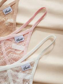 Charlaine Chiloți tanga romantici din dantelă, culoare uni, pachet de 5 bucăți pentru femei - Multicolor - Vizualizare 4