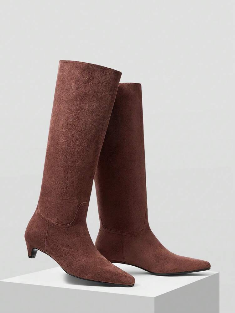 WOMEN SQUARE TOE HEELED KNEE-HIGH BOOTS FOR CHRISTMAS