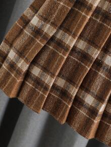 Elladie kids 时尚百搭的复古红色格子女童裙，新款时尚加厚百褶裙，适合少女穿着