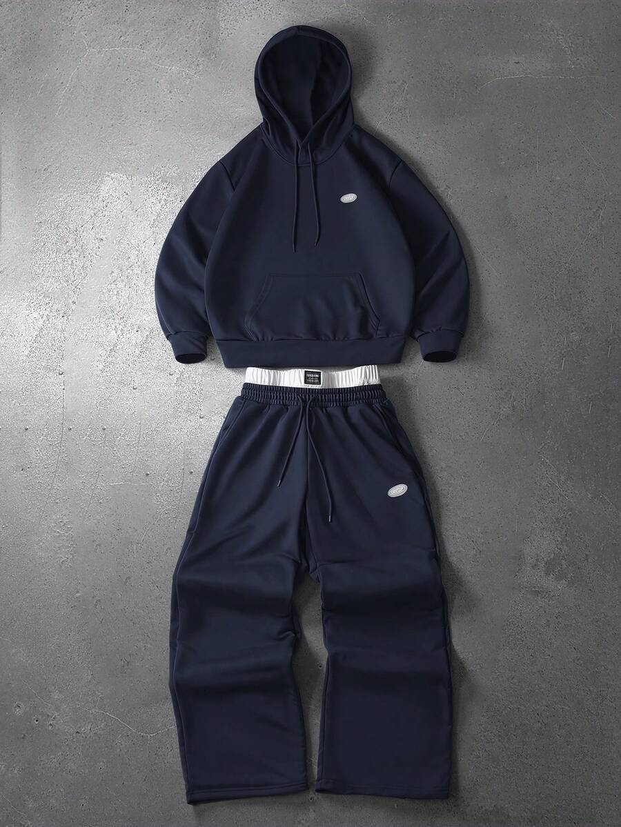 PAVTROS Conjunto de sudadera con capucha y pantalón de chándal casual para hombre - azul real - Ver 1