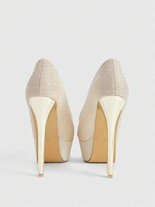 CUCCOO LuxiPop Zapatos de tacón alto con suela gruesa y de moda, adecuados para ocasiones de fiesta - Albaricoque - Ver 4