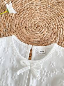 SHEIN Vintaside Kids Baby Girls' Floral Textured Fabric Blouse, Countryside Style, Cute & Fashionable, Comfortable, Suitable For Spring/Summer - White - View 7