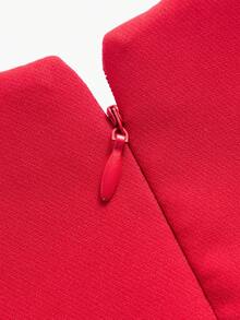 ZEYLAH 花卉刺绣收腰优雅连衣裙 - 紅色 - 查看 3