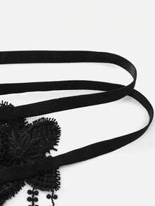 1pc Men's Sexy Sheer Pearl Decor Water-Soluble Lace Thong Underwear - Black - View 4