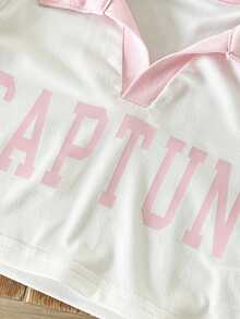 Souflis Souflis 2pcs Baby Girl Pink Summer Cute Back-To-School Outfit,Newborn 0-3 Years Old Casual Sporty V-Neck Polo Collar Short Sleeve Tee Shirt And Pleated Skirt - Pink - View 6