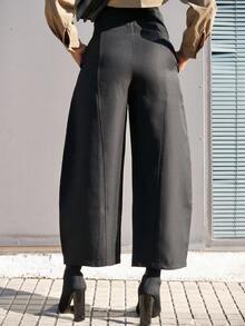 Yess Loren 女士高腰拉链休闲裤，适合 2000 年秋季服装 - 黑色 - 查看 2