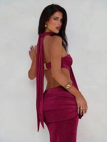 Aloruh Women's Asymmetric Wrap Dress With Flowy Ties, Bodycon Mermaid Hem, Suitable For Spring/Summer Vacation