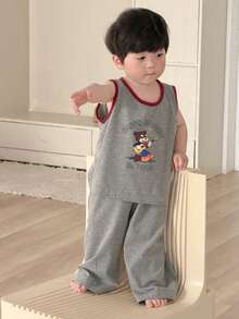 DAZY 男童卡通印花圆领背心和裤子两件套睡衣